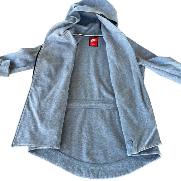 Nike Tech Fleece Gray Cape Hoodie Small Asymmetrical Zipper Waist Cinch - Picture 5 of 16